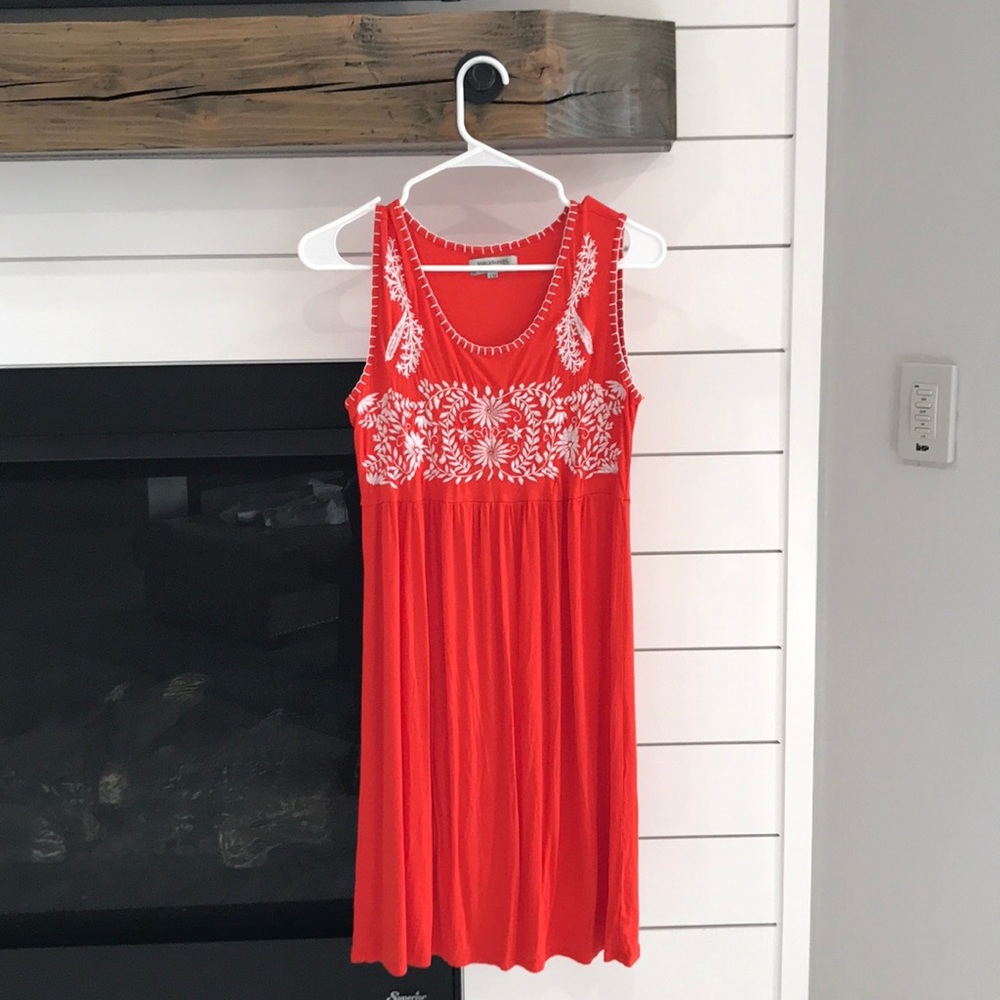 World Market Floral Red Stitched Dress!